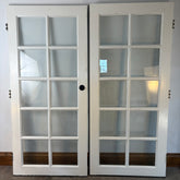 Pair of French Doors Painted, 10 Glass Panels Each, White, Sku 033348