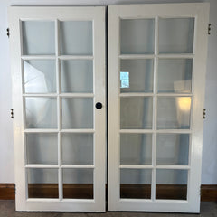 Pair of French Doors, Wood, Painted, 10 Glass Panels Each, White, Sku 033348