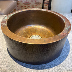 Hammered Copper Undermount Round Sink with Apron Front, Sku: 033641