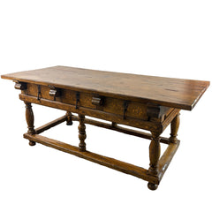 Wood Inlay & Metal Hardware Table, Chefs Table, Secret Compartment, Sku 033369