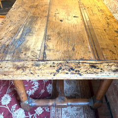 Rustic Antique Trestle Table, Solids Wood, with Drawer, Sku: 033008