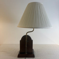 Nautical Inspired Table Lamp with Anchor & Meter w/ Wooden Base, Pleated Ivory Shade Included, Sku 033916