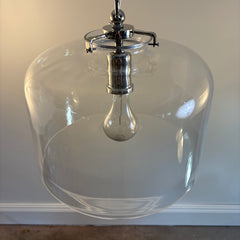 Thomas O'Brien Clear Glass 12" Pendant Light, "Katie", Sku 033848