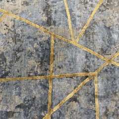 Cyrus Rug, Made in India, Wool, Bamboo, Silk, Abstract Pattern, Colors: Blue, Grey, Gold, Sku: 033466
