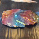 Porcelain Wall Sculpture by Artist Jutta Golas Iridescent Colors of Blue, Orange and Gold, Sku 033586