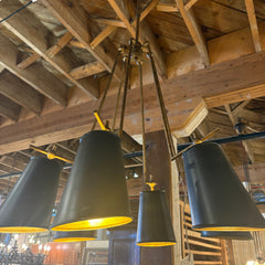 Currey & Co. Jean Louis 6 Arm, Black & Gold Chandelier, Sku: 033536
