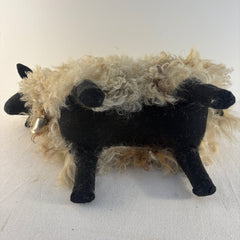 Handcrafted Wool Pelt Sheep with Rope and Bell, Sku 033843
