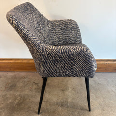 Pair of Herringbone Pattern Slate Blue/Ivory Occasional Arm Chairs, Sku 033783