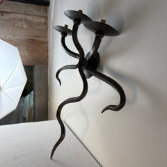 Wall Sconce, Three Arm, Serpent Like Design, Pewter Finish, Sku: 033334