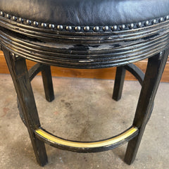 Set of Three Ferguson Copeland Swivel Barstools, Black Leather Cushions, Printed Zebra Cowhide on Back, Sku 033700