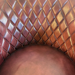 Pair Rare Finds Small Leather Quilted Armchairs, Sku 033677