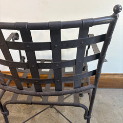 Metal Arm Chair with Grid Design Bronze Finish, Sku 033810
