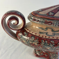 Biagioli Italian Hand Painted Ceramic Lidded Compote, Sku 033854