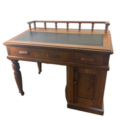 Wooton Rotary Oak Desk, Rotary Cabinet on Right Side, Gallery Rail Front Edge, Sku: 033527