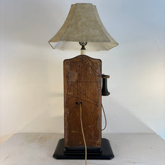Old Fashioned Telephone Lamp with Faux Leather Shade, Sku 033974