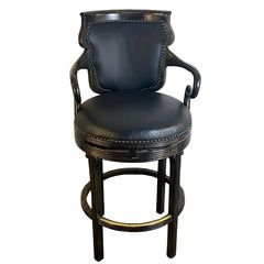 Set of Three Ferguson Copeland Swivel Barstools, Black Leather Cushions, Printed Zebra Cowhide on Back, Sku 033700
