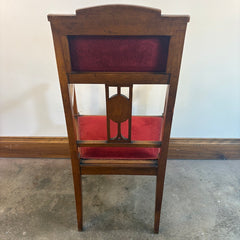 Pair of Early 1900's European Maple Morning Chairs w/ Floral Marquetry Detail, Sku 033776
