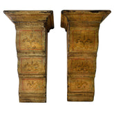 Pair of Wood Corbels, Hand Painted, Fleur de Lis Motif, Sku: 033093