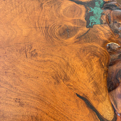 Branch Base Burl Root Top, Teal Epoxy Coffee Table, Live Edge Wood, Sku: 033444