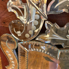 Venetian Style Mirror Styled with Scrolls and Dot Motif, Sku 033894