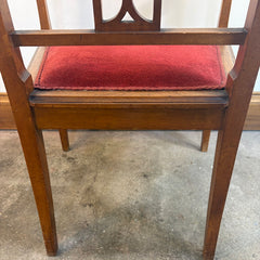 Pair of Early 1900's European Maple Morning Chairs w/ Floral Marquetry Detail, Sku 033776