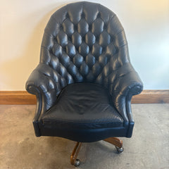 Hancock & Moore Tufted Black Leather Swivel Executive Desk Chair, Sku: 033710