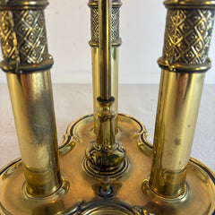 Stiffel French Style Bouillotte Lamp Three Sockets Black Hardback Shade has Reptile Texture and the Interior is Gold Foil, Sku 034147