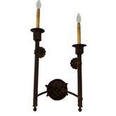 Double Arm Wall Sconce, Acanthas Leaf Motif, Intended Rust Patina, Material: Steel, Sku: 033340