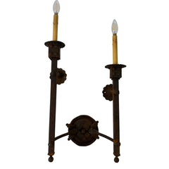 Double Arm Wall Sconce, Acanthas Leaf Motif, Intended Rust Patina, Material: Steel, Sku: 033340