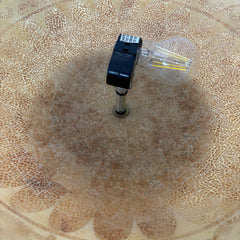 Maitland Smith Torchiere Floor Lamp, Marble Base, Metal Column, Faux Mosaic Tile Globe, SKU: 033099