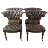 Ferguson Copeland Tufted Leather Game Chairs, Set of Four, SKU: 033096