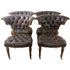 Ferguson Copeland Tufted Leather Game Chairs, Set of Four, SKU: 033096