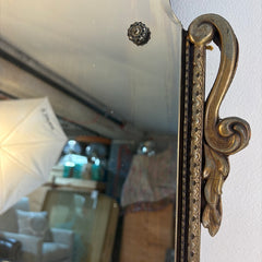 Antique Mirror Beveled Edges 3/4 Frame Fancy Shape Features Three Decorative and Supportive Fasteners, Sku 033803
