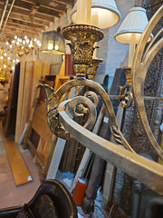 Maitland Smith Chandelier, Nine Arms, Brass, Gun Metal Iron, Ornate, sku: 032877