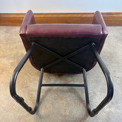 Pair Rare Finds Small Leather Quilted Armchairs, Sku 033677