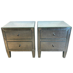 Pair of RH Teen Mirrored Nightstands with 2 Drawers Elevated on Slender Legs, Sku 034054