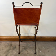 Pair of Metal & Leather Barstools, Spanish Influence, Sku 033378