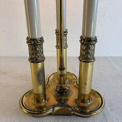 Stiffel French Style Bouillotte Lamp Three Sockets Black Hardback Shade has Reptile Texture and the Interior is Gold Foil, Sku 034147