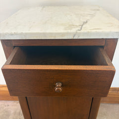 Antique Side Table Cabinet with White Marble Top, Sku: 033491
