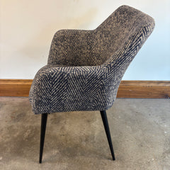 Pair of Herringbone Pattern Slate Blue/Ivory Occasional Arm Chairs, Sku 033783