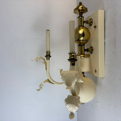 Pair of Double Arm Baroque Style Ivory & Brass Wall Sconces, Sku: 033494