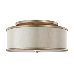 Generational Lighting 3 Light Semi-Flush Mount "Lennon" 20" Gold & Cream Linen Drum Ceiling Light, Sku: 033590