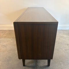 United Furniture Triple Dresser Walnut Finish Faceted Design Detail, Sku 033877