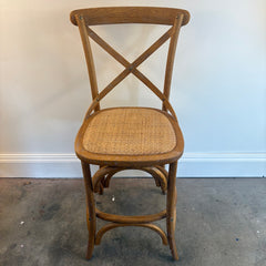 Set of 6 Total Chairs, 4 Bent Wood Cross Back Counter Stools & 2 Round Top Stools, Sku 033850