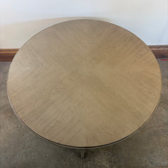 Sherrill Furniture Company, Round Cocktail Table, Lower Shelf and Saber Legs, Stone Colored Finish on Wood, Sku 033626