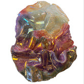Porcelain Wall Sculpture by Artist Jutta Golas Featuring Iridescent Plum, Gold, Cream Colors, Sku 033583