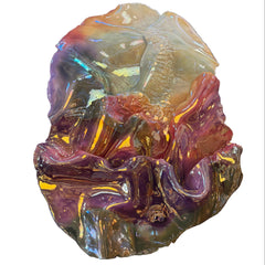Porcelain Wall Sculpture by Artist Jutta Golas Featuring Iridescent Plum, Gold, Cream Colors, Sku 033583
