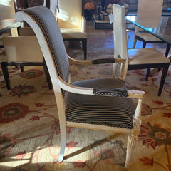 Set of 6 Dining Chairs, Wood, Striped Upholstery, Sku: 033389