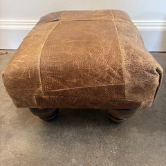 Unique Patchwork Leather Ottoman, Sku 033847