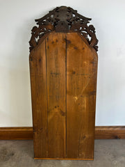 Wall Mirror, Ornate Carved Wood Pediment Top Mirror